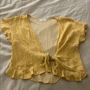 Sage the Label Yellow/White tie in the front top